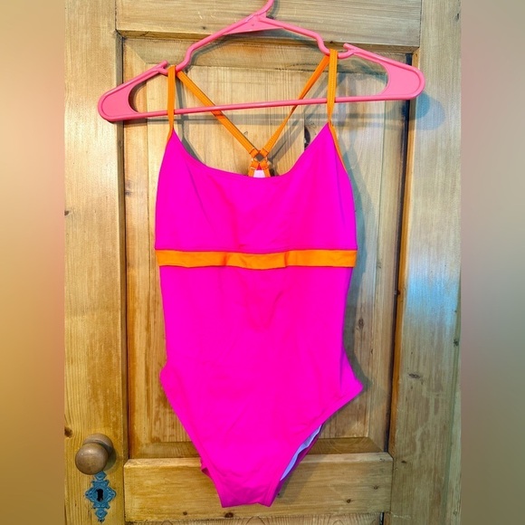 GAP Pink w/Orange Trim One Piece Bathing Suit Size Small - Picture 1 of 6